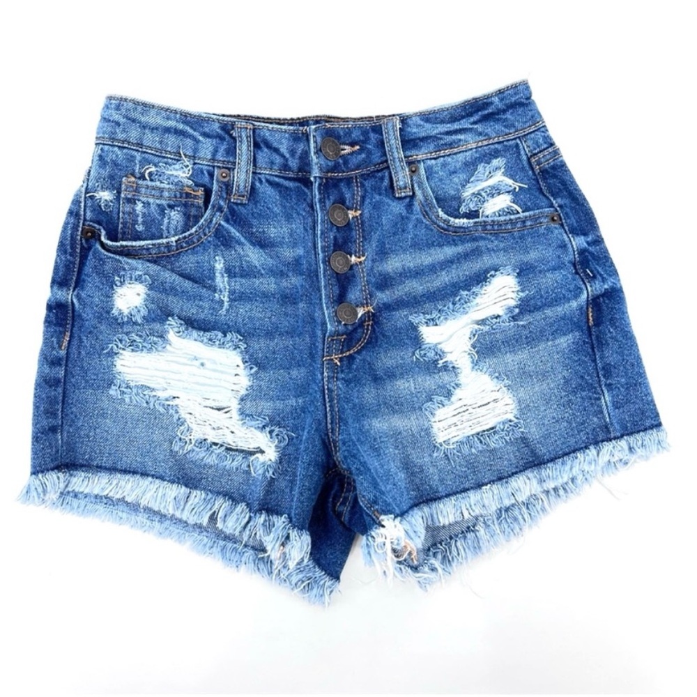 Hidden brand exposed Button Fly Distressed Jean Shorts Size XS